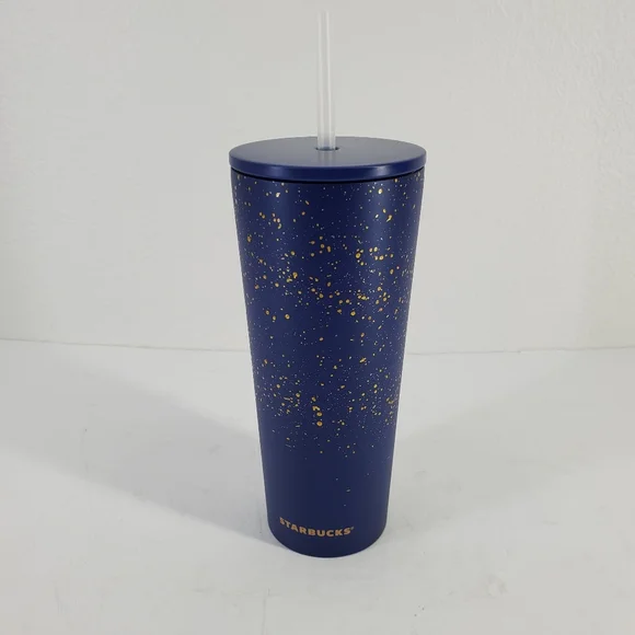 Starbucks Stainless Steel 2020 UK Release Cold Cup Tumbler Blue Gold 16 Oz  NWT